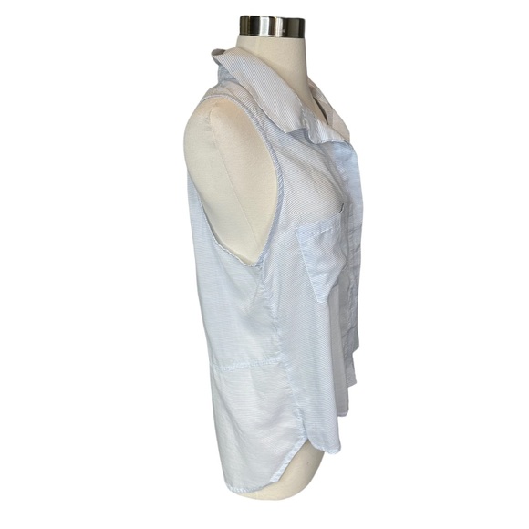 Bella Dahl Tank Top Womens Collared Striped Button Down Pockets Blue Medium - Picture 4 of 10